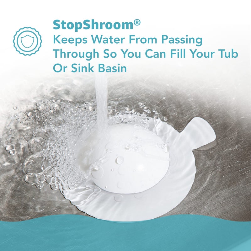 StopShroom The Ultimate Universal Drain Stopper Plug for Bathtub, Bathroom, and Kitchen Sink Drains (White) - Image 2